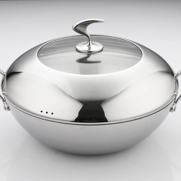 COPY - 32 cm Stainless Steel Wok - Picture 3 of 4